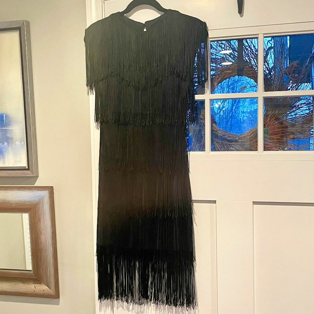 Black Vintage Fringe Flapper Dress
